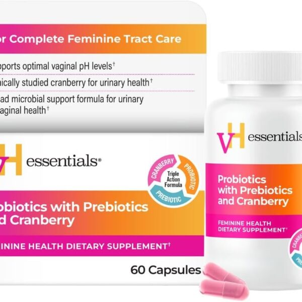vH essentials Probiotics with Prebiotics and Cranberry Feminine Health Supplement - 60 Capsules