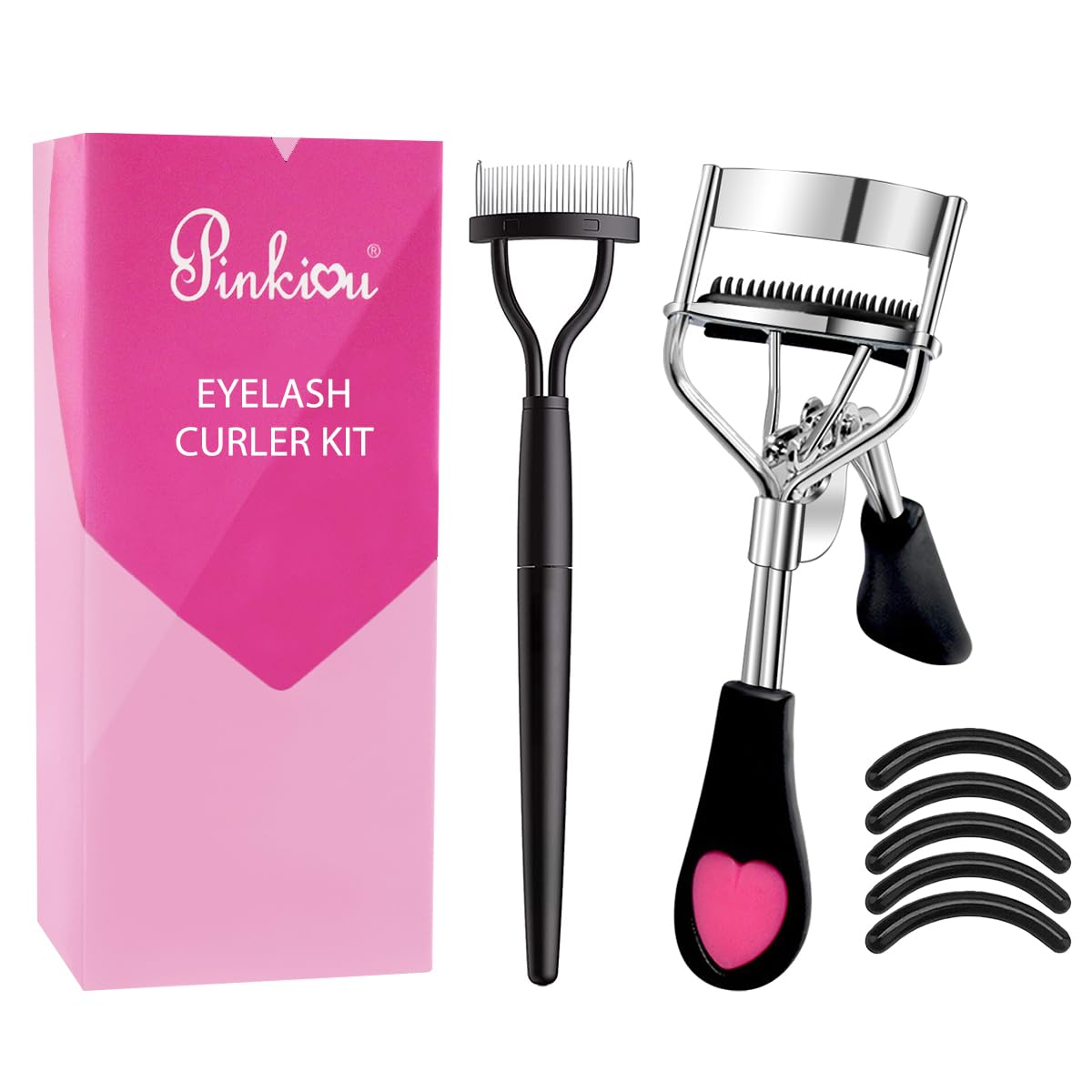 Pinkiou Eyelash Curlers with Comb and Eyelash Separator Set Professional Lash Curler with Built-in Comb Ergonomic Heart-Shaped Handle and Eyelash Comb Tool for Daily Makeup Pinkiou Eyelash Curlers with Comb and Eyelash Separator Set Professional Lash Curler with Built-in Comb Ergonomic Heart-Shaped Handle and Eyelash Comb Tool for Daily Makeup
