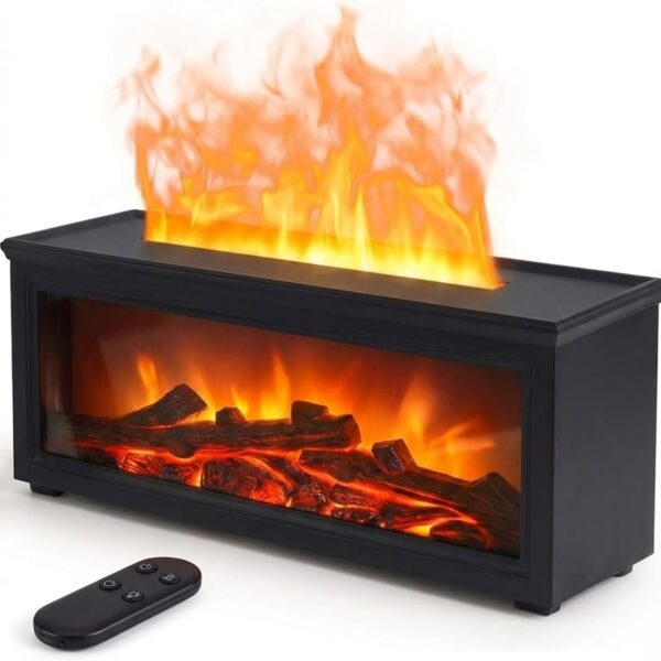 Essential Oil Diffuser, 7-Color Fireplace Fire Flame Aromatherapy Humidifier, 280ml Ultrasonic Aroma Diffuser Cozy Gift with Time Sets and Remote Control for Bedroom Home Yoga Office