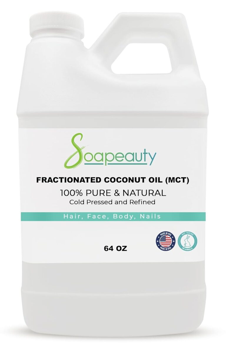 Soapeauty FRACTIONATED COCONUT OIL Cold Pressed Refined | 100% Natural Available in Bulk | Carrier for Essential Oils, Face, Skin, Hair Moisturizer, Soap Making | 64 fl oz