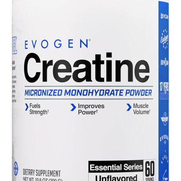 Evogen Creatine Monohydrate Powder - Micronized Creatine for Women & Men | Pure Creatine Powder Supplement for Strength, Power & Recovery | Unflavored | 60 Servings