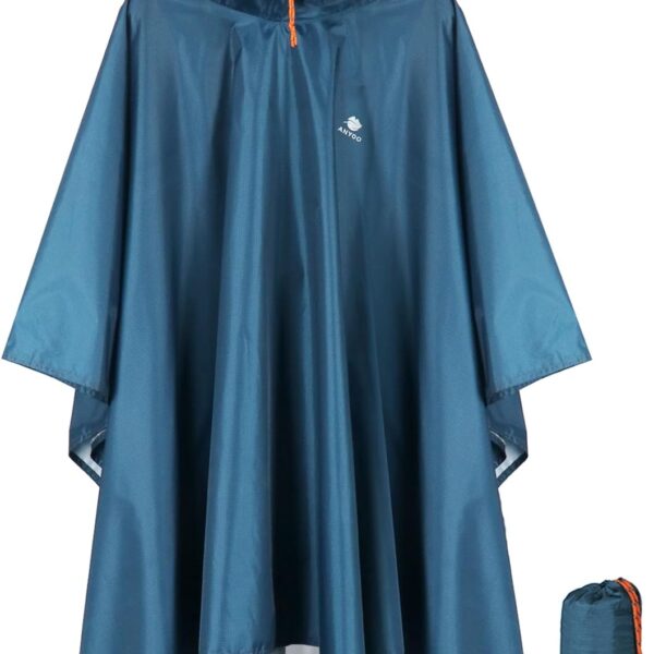 ANYOO Hooded Rain Poncho for Adults Waterproof Lightweight Rain Coat for Men Women Reusable Rain Jacket for Emergency Outdoor