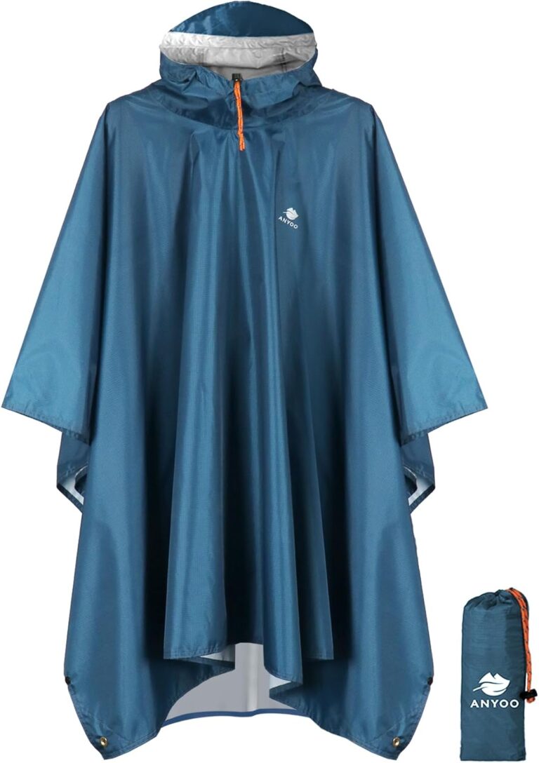 ANYOO Hooded Rain Poncho for Adults Waterproof Lightweight Rain Coat for Men Women Reusable Rain Jacket for Emergency Outdoor