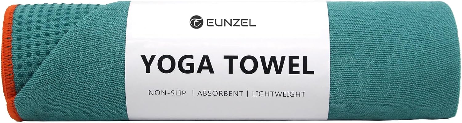Eunzel Hot Yoga Towel - Microfiber Non Slip Yoga Mat Towel with Grip Dot Sweat Absorbent Towel for Hot Yoga, Pilates and Fitness 72" x 24", Dark Cyan/Orange Eunzel Hot Yoga Towel - Microfiber Non Slip Yoga Mat Towel with Grip Dot Sweat Absorbent Towel for Hot Yoga, Pilates and Fitness 72" x 24", Dark Cyan/Orange
