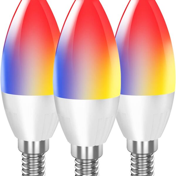 DOGAIN LED Candelabra Bulbs E12 Base, Color Changing and Dimmable Smart Light Bulb, Compatible with Alexa Google Home, Tunable White Chandelier Light Bulbs 320 lm 35w Equivalent, 3 Pack