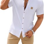 SOLY HUX Men's Casual Tracksuit Button Down Shirt and Drawstring Waist Short Sets Summer 2 Piece Outfits