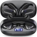 Wireless Earbuds,Bluetooth 5.4 Ear buds,Sport Headphones with Earhooks,IPX7 Waterproof Bluetooth Headphones,80H Playtime Earbuds,Weight 7.8g,Noise Cancelling Mic for Earphones Running & Workout-Black