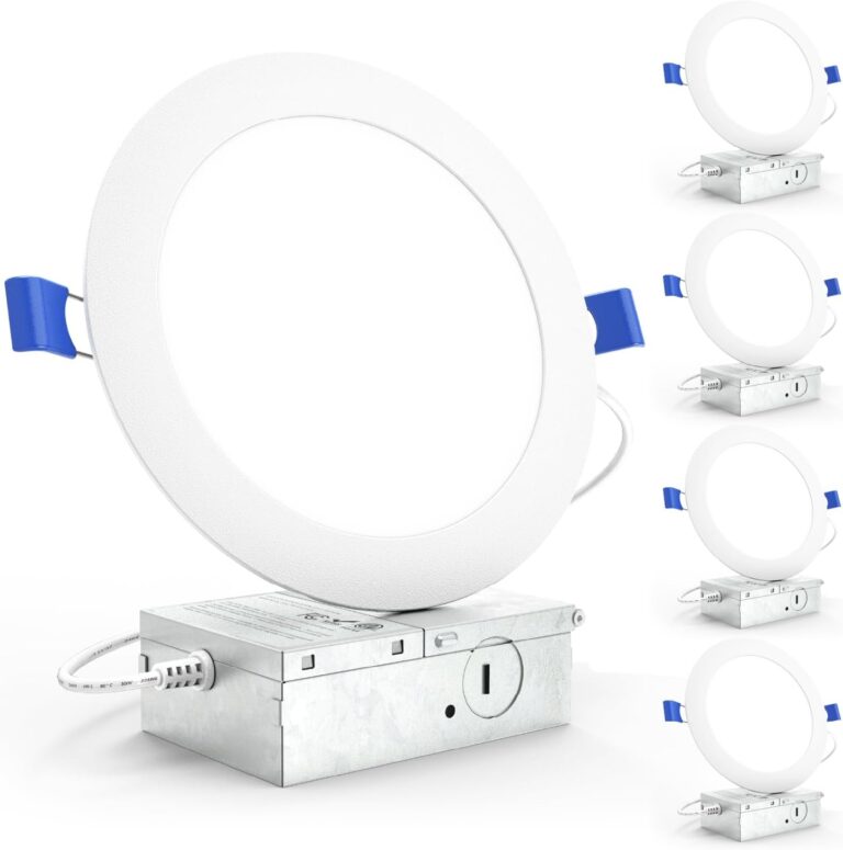 Sunco 4 Pack 6 Inch Ultra Thin LED Recessed Ceiling Lights Slim, 5000K Daylight, Dimmable, 14W=100W, Wafer Thin, Canless with Junction Box - ETL.