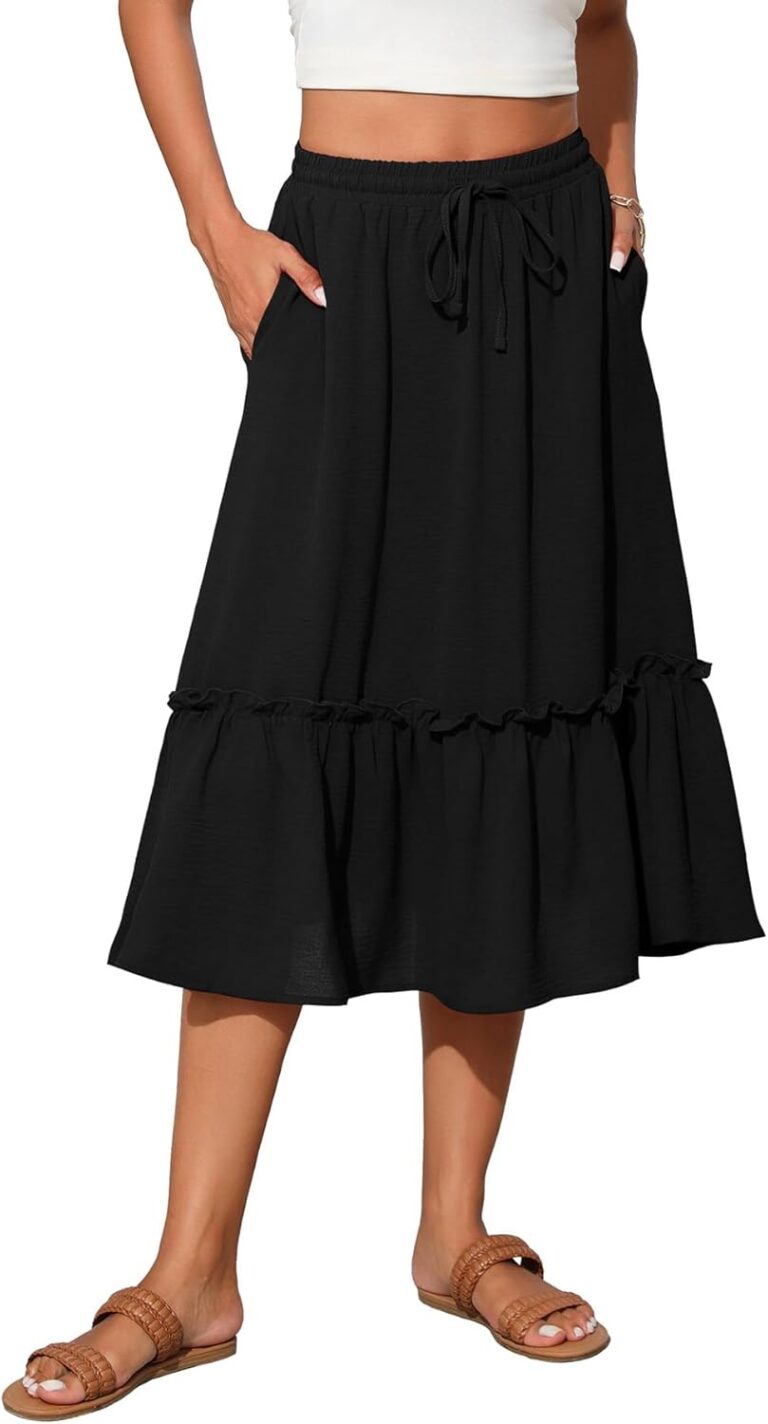 Witsmile High Waist Tiered Skirts for Women Flowy Skirts for Women Long Length with Pockets 2026 Fashion Trendy