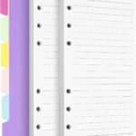 A6 Refill Paper Planner Inserts, 6-Hole Loose Leaf Paper, College Ruled Loose Leaf with Binder Dividers, Punched Notebook Refills for 6-Ring Refillable Binder, 240 Pages, White