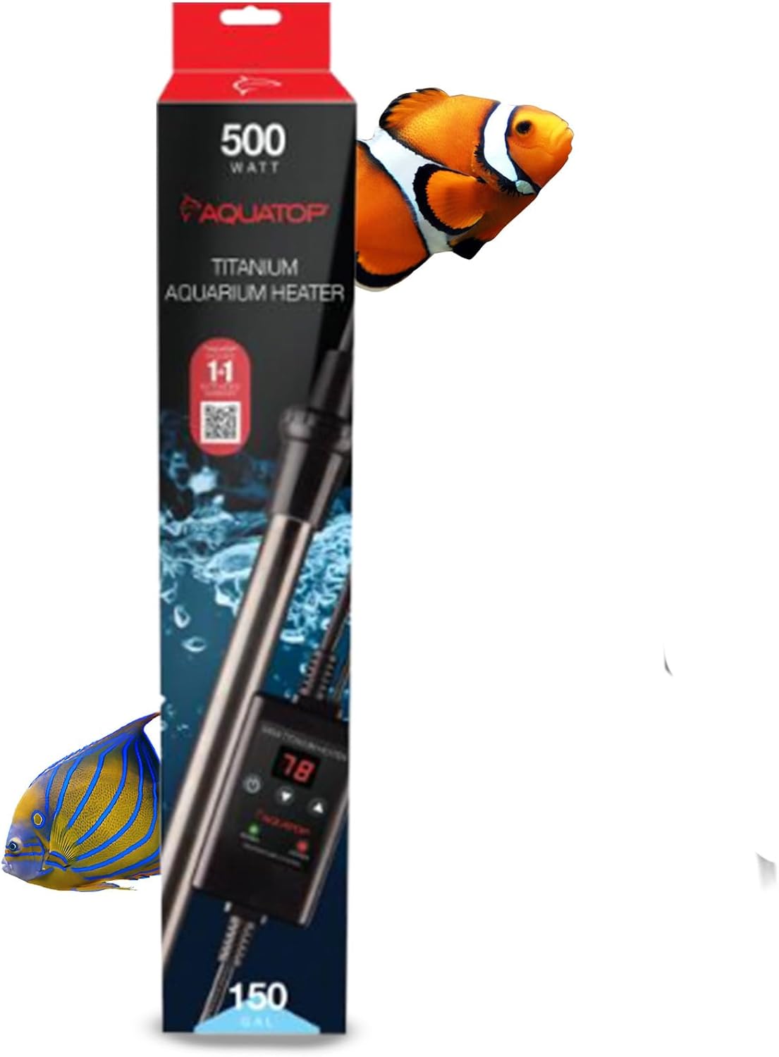 Aquatop 500W Titanium Heater with Controller Fully Submersible - Up to 150 Gal 68-92F Adjustable Temperature Ideal for Turtles & Large Fish Aquatop 500W Titanium Heater with Controller Fully Submersible - Up to 150 Gal 68-92F Adjustable Temperature Ideal for Turtles & Large Fish