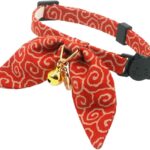 Bunny Ears Cat Collar, Japan Lucky  Charm. Safety Breakaway Bowtie Kitten Collar with Bell, Red
