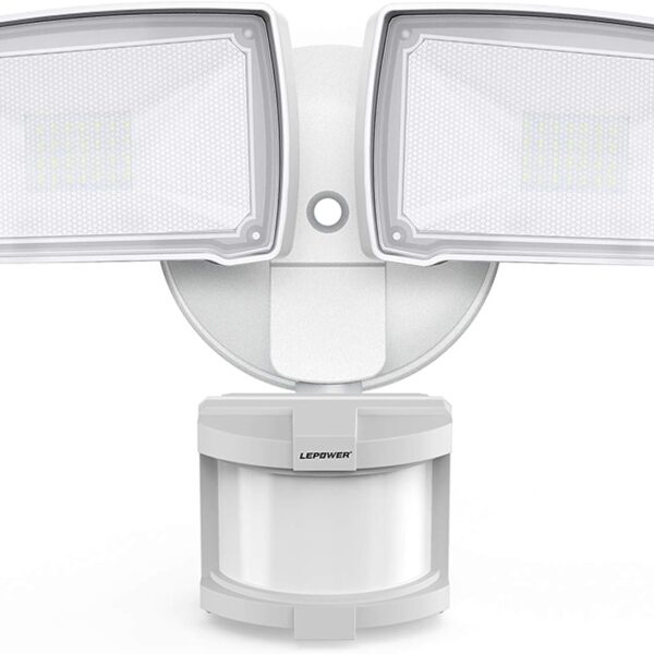 LEPOWER 30W LED Security Lights Motion Sensor Outdoor, 3200LM, 5500K, IP65 Waterproof, Hardwire 2 Head Motion Detector Flood Light for Garage, Yard, Porch