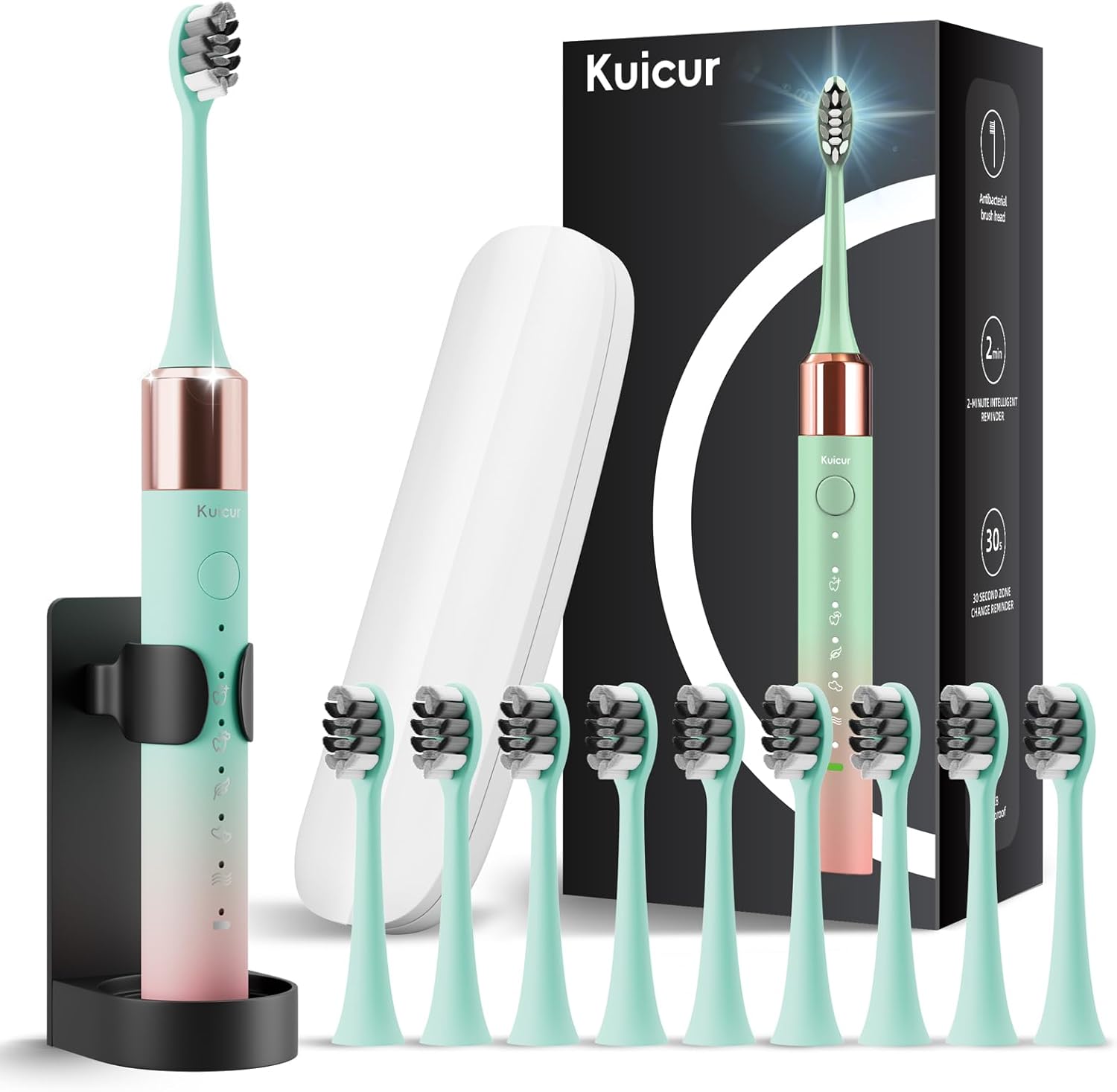 Kuicur Portable Electric Soft Toothbrush with Travel Case, 90-Day Largest Battery Life, 10 Brush Heads, 5 Modes Deep Clean, Ergonomically-Designed for Enhanced Comfort - Ideal Gift for Adults & Kids Kuicur Portable Electric Soft Toothbrush with Travel Case, 90-Day Largest Battery Life, 10 Brush Heads, 5 Modes Deep Clean, Ergonomically-Designed for Enhanced Comfort - Ideal Gift for Adults & Kids