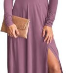 ANRABESS Women Deep V Neck Long Sleeve Slit 2026 Fall Elegant Formal Wedding Guest Cocktail Evening Date Prom Maxi Long Dress