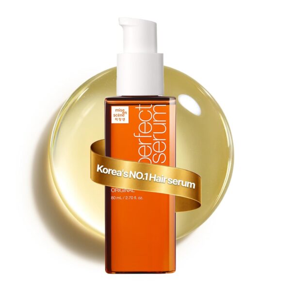 Mise En Scene Perfect Serum Original - Heat Protectant Hair Oil for Frizzy & Dry | Argan Oil | Visibly Smooths & Softens | Add Shine All Hair Types | Damage Repair | Fruity Floral Scent, 2.7 Fl Oz.