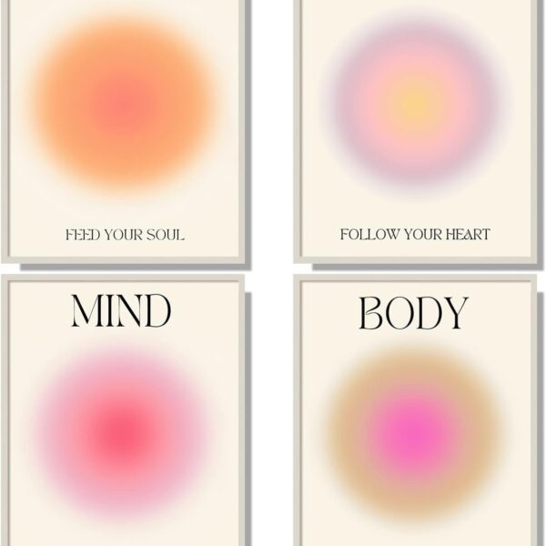 NCYEL 4 colorful abstract halo posters angel number positive energy inspirational language inspirational wall art bedroom girls room pink decoration living room bedroom apartment hotel dormitory 8x10