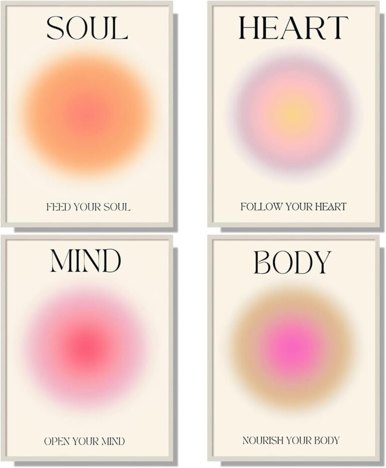 NCYEL 4 colorful abstract halo posters angel number positive energy inspirational language inspirational wall art bedroom girls room pink decoration living room bedroom apartment hotel dormitory 8x10