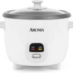 AROMA Rice Cooker, 3-Cup (Uncooked) / 6-Cup (Cooked), Small Rice Cooker, Oatmeal Cooker, Soup Maker, Auto Keep Warm, 1.5 Qt, White, ARC-393NG