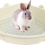 kathson Large Rabbit Litter Box Bunny Corner Toilet Box Potty Trainer Bigger Pet Pan Small Animal Cage Toilet Bedding Box Fanshaped for Adult Guinea Pigs Chinchilla Ferret Galesaur