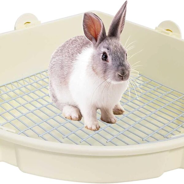 kathson Large Rabbit Litter Box Bunny Corner Toilet Box Potty Trainer Bigger Pet Pan Small Animal Cage Toilet Bedding Box Fanshaped for Adult Guinea Pigs Chinchilla Ferret Galesaur