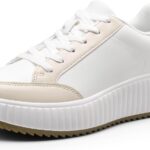 DREAM PAIRS Women Platform Chunky Lightweight Comfortable Casual Faux Leather Lace Up Dee Walking Fashion Sneakers