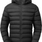 TBMPOY Men's Lightweight Puffer Jackets Detachable Hood Water-Resistant Casual Winter Coat Hooded Insulated for Travel Ski