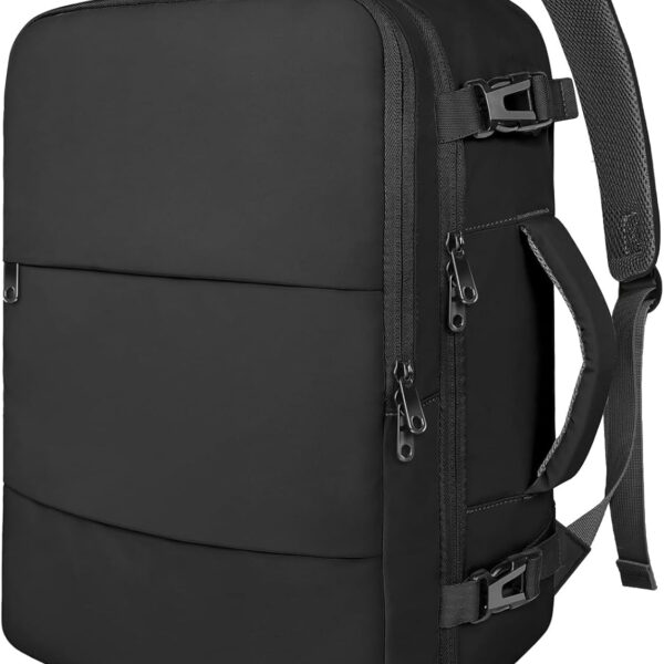 Taygeer Travel Backpack for Men Women, Carry On Backpack with Shoe Pouch, TSA 17.3inch Laptop Mochila Flight Approved, Nurse Bag Casual Daypack for Weekender Business Hiking,Black