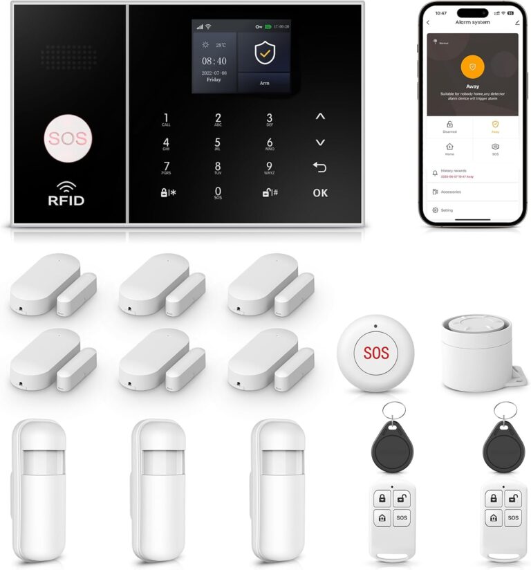 LWOHSI Alarm System for Home Security,WiFi+GSM 4G Wireless Alarm System with Phone APP Alert,Door/Window Sensor,Remote,Work with Alexa and Google for Home,Apartment,Office