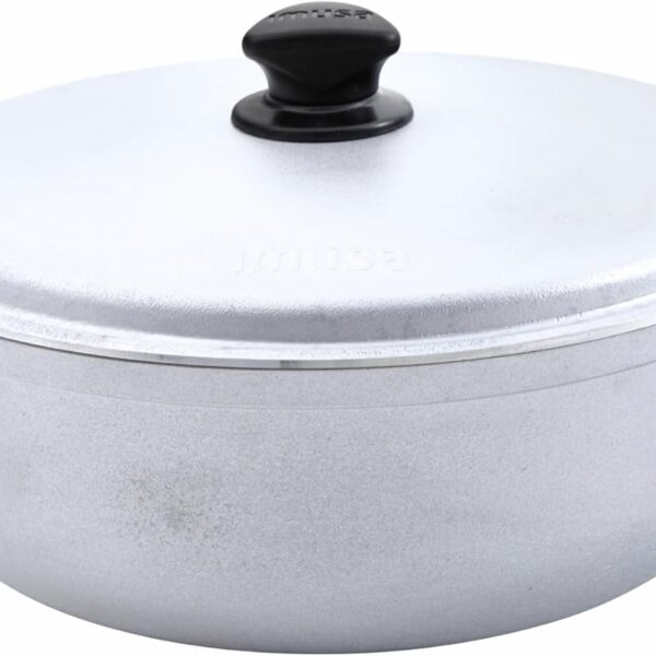 IMUSA 7.5 Quart Traditional Natural Made in Colombia Caldero with Lid for Cooking and Serving,Silver