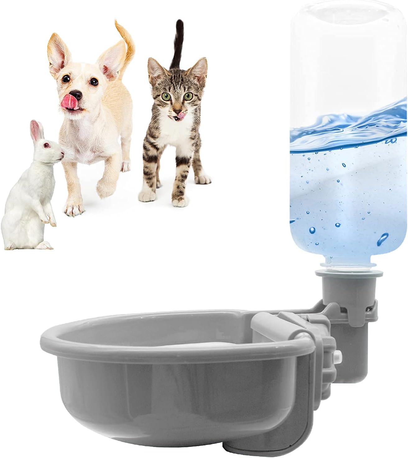 VANNON 16oz Pet Water Bottle, Gravity Dog Water Bowl Dispenser for Cage, Anti-Overflow Water Dispenser for Small Dogs, Cats, Rabbits and Other Small Animals, BPA Free, Grey VANNON 16oz Pet Water Bottle, Gravity Dog Water Bowl Dispenser for Cage, Anti-Overflow Water Dispenser for Small Dogs, Cats, Rabbits and Other Small Animals, BPA Free, Grey