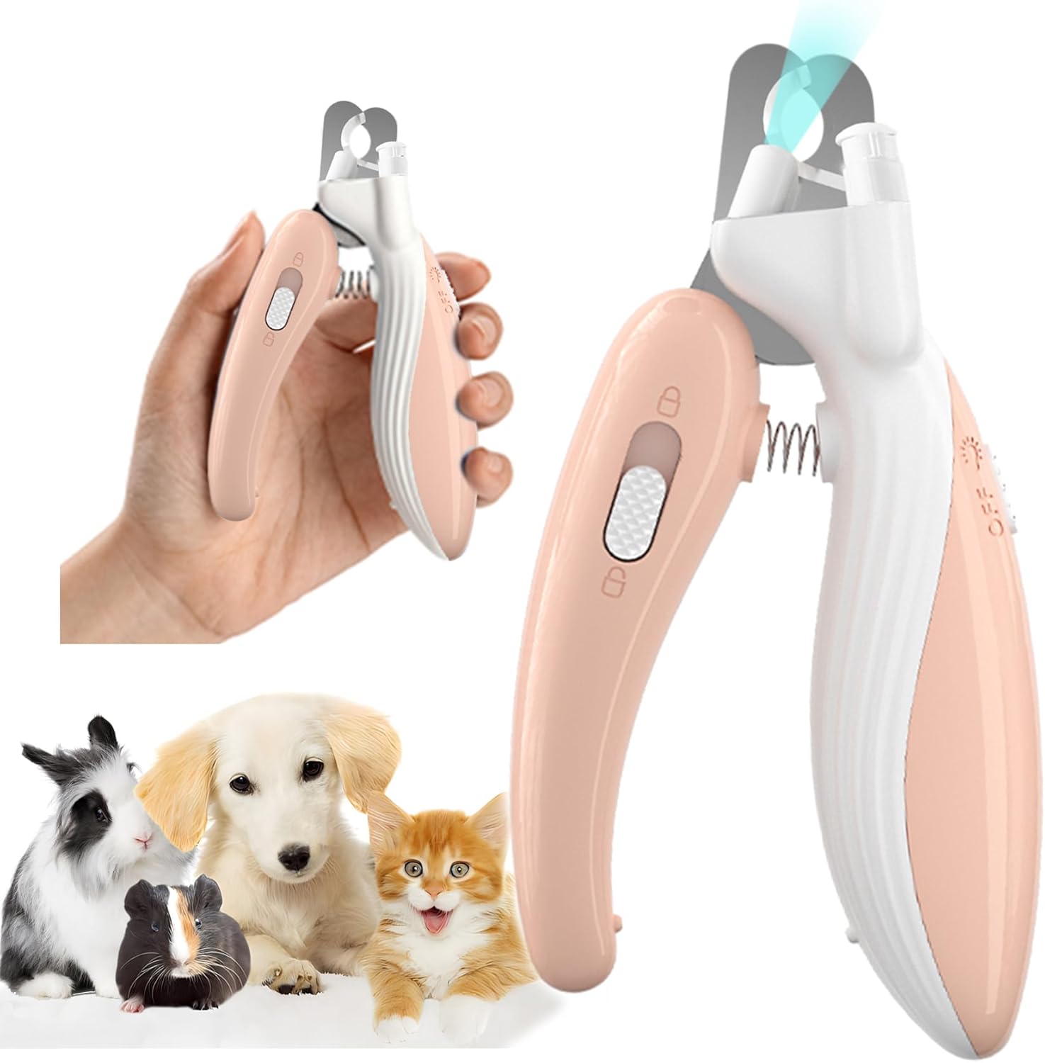 Cat Dog Pet Nail Clippers with Light, Llluminates Cat Dog Nails or Bloodline,Safety Pet Nail Clipper for Dogs, Cats, Rabbits Sharp No Nail Splitting (Pink) Cat Dog Pet Nail Clippers with Light, Llluminates Cat Dog Nails or Bloodline,Safety Pet Nail Clipper for Dogs, Cats, Rabbits Sharp No Nail Splitting (Pink)