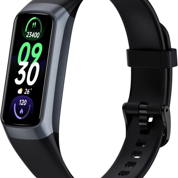 Fitness Tracker Activity Tracker Smart Watch 1.10''AMOLED Touch Color Screen,Smart Watch with 24/7 Blood Oxygen Heart Rate,Sleep Monitor,IP68 Waterproof,Step Counter Health for Women Men (Black)
