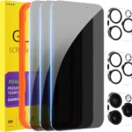 PEHAEL 3+3 Pack for iPhone 16 Pro Max Privacy Screen Protector with Camera Lens Protector Full Coverage Anti-Spy Tempered Glass Film 9H Hardness Easy Installation Bubble Free [6.9 inch]
