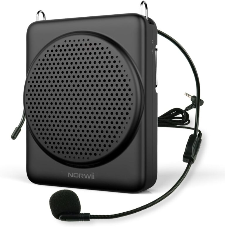 Norwii Mini Voice Amplifier Microphone Headset, 3 Hours Quick Charging and up to 22Hours Play, Personal Voice Amplifier Portable Speaker Mic for Teachers, Training, Tour Guide (Black)