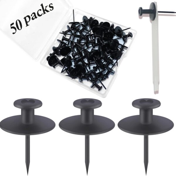 50 PCS Push Pins Picture Hangers Wall Hooks, Double Headed Thumb Tacks for Wall Hangings, Renter Friendly Decor Small Picture Frame Hangers for Drywall Cork Board Home Office Photo Decorations(Black)