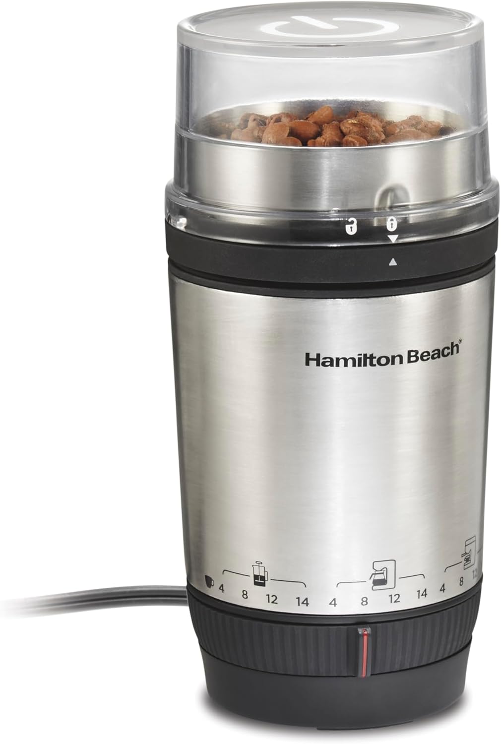 Hamilton Beach Custom Grind Electric Coffee Grinder for 4-14 Cups, One-Press Hand-Free Operation with Auto Shutoff, Removable Grinding Bowl For Easy Pour and Clean, Stainless Steel (80406) Hamilton Beach Custom Grind Electric Coffee Grinder for 4-14 Cups, One-Press Hand-Free Operation with Auto Shutoff, Removable Grinding Bowl For Easy Pour and Clean, Stainless Steel (80406)