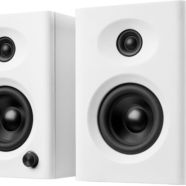 Computer Speakers for Desktop PC, 60W Bluetooth Surround Sound Speakers with Bass, Compact Powered Bookshelf Speakers for Office, Monitors, Laptop, Gaming, TV, Gifts (White, Pair)