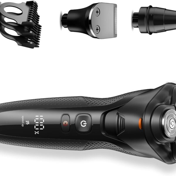 rategist Cordless Electric Razor for Men: 3-in-1 Shaver for Beard/Nose/Sideburns - IPX7 Waterproof Travel Kit
