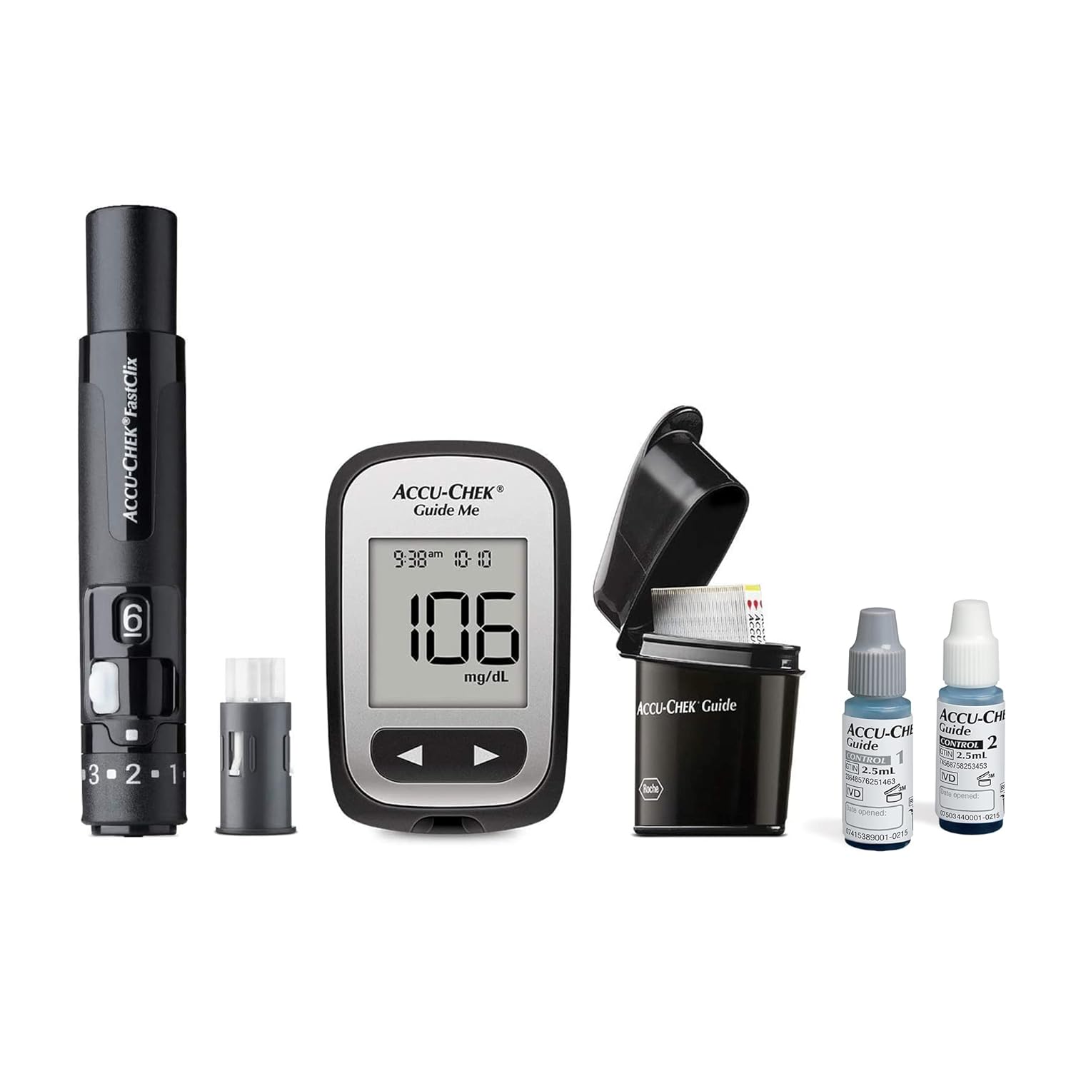 Accu-Chek FastClix Glucose Monitor Kit for Diabetic Blood Sugar Testing: Guide Me Meter, FastClix Lancing Device & 108 Lancets, 100 Guide Test Strips, and Control Solution (Packaging May Vary) Accu-Chek FastClix Glucose Monitor Kit for Diabetic Blood Sugar Testing: Guide Me Meter, FastClix Lancing Device & 108 Lancets, 100 Guide Test Strips, and Control Solution (Packaging May Vary)