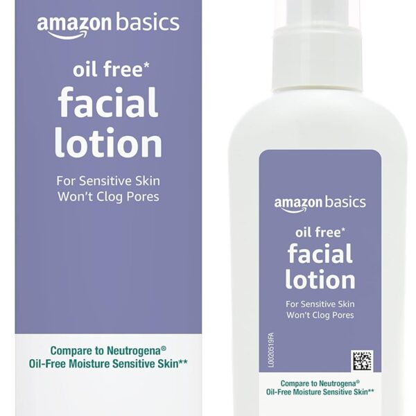 Amazon Basics Oil-free Facial Moisturizer for Sensitive Skin, Fragrance Free, Non-Comedogenic, 4 Fluid Ounce (Previously Solimo)