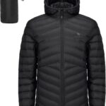 CAMEL CROWN Men Packable Down Jacket Hooded Lightweight Puffer Insulated Coat for Travel Outdoor Hiking