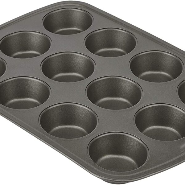 GoodCook Everyday Nonstick Steel Muffin Pan, 12 cup, Gray