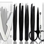 Tweezers Kit Tweezer for Women Facial Hair Removal Tweezers Professional Tweezers Set Eyebrow Tweezer, [9+1 PCS] Professional Stainless Steel Eyebrow for Women &Men,Black Beauty Sets