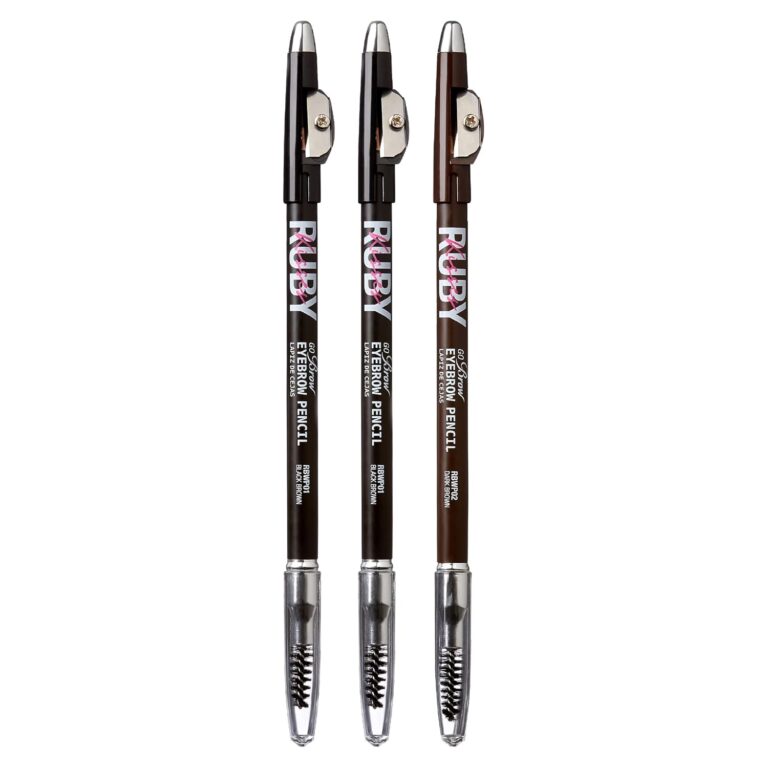 Ruby Kisses GoBrow Eyebrow Pencil, Sharpenable, Longwear, Long Lasting Eyebrow Wooden Pencil for Natural-Looking Brows 3 Pack (Dark Brown)