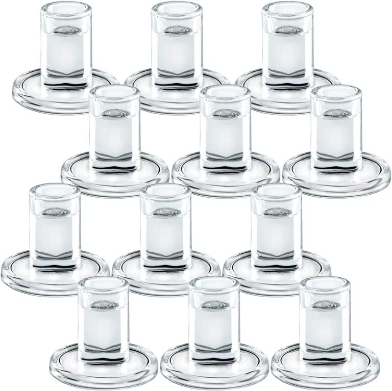 12pcs Taper Candle Holders, Glass Crystal Candlestick Holders Bulk, Clear Candle Holders for Dining Table Centerpiece