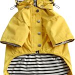 Dog Zip Up Raincoat with Reflective Buttons, Rain/Water Resistant, Adjustable Drawstring, Removable Hood, Raincoats with Legs 8lbs to 80lbs Available - Yellow - Medium