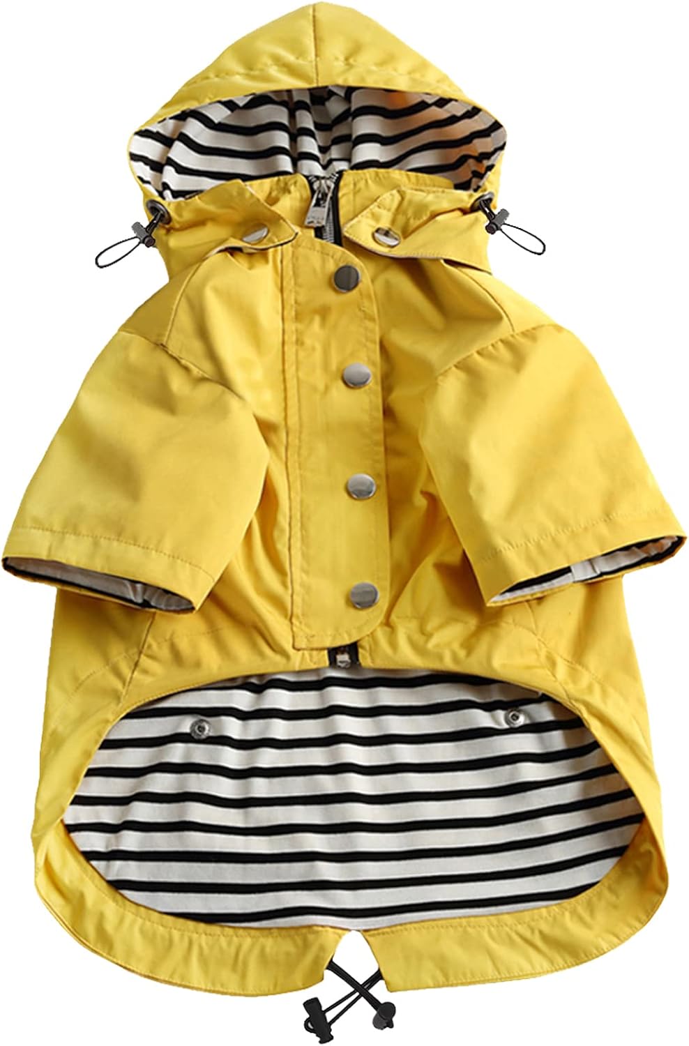 Dog Zip Up Raincoat with Reflective Buttons, Rain/Water Resistant, Adjustable Drawstring, Removable Hood, Raincoats with Legs 8lbs to 80lbs Available - Yellow - Medium Dog Zip Up Raincoat with Reflective Buttons, Rain/Water Resistant, Adjustable Drawstring, Removable Hood, Raincoats with Legs 8lbs to 80lbs Available - Yellow - Medium