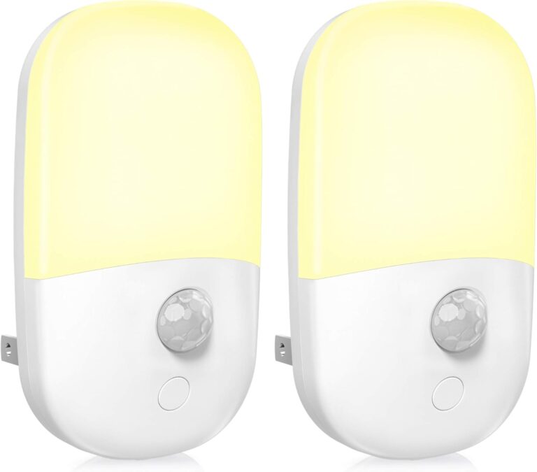 MAZ-TEK Plug in Motion Sensor Dimmable Night Light, Soft Warm White LED Nightlight with Dusk to Dawn Motion Sensor, Adjustable Brightness for Bedroom, Bathroom, Kitchen, Hallway, Stairs,2 Pack