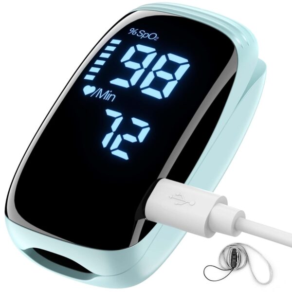 Finger Pulse Oximeter, Fingertip Blood Oxygen Saturation with Pulse Monitor Rechargeable, Accurate Spo2 Reading for Home, Outdoor SportsBlue